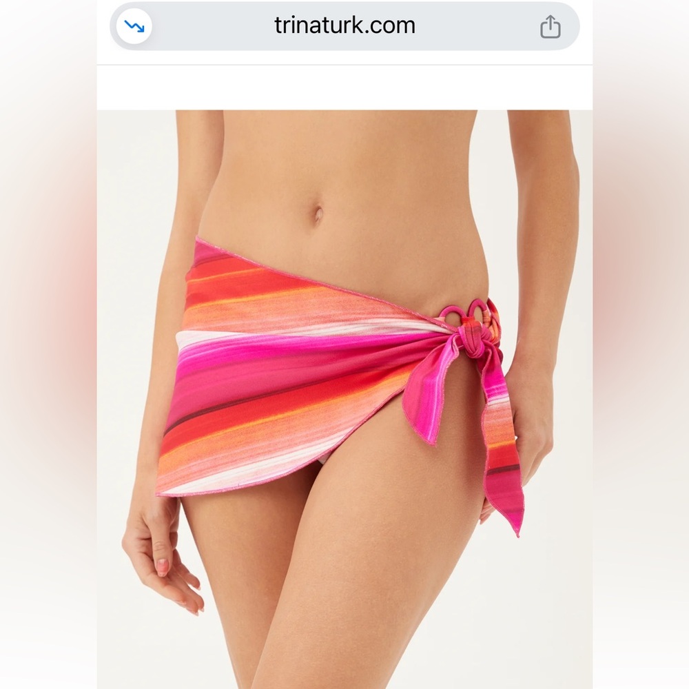 Trina Turk Soltice Stripe Plunge One-Piece (12) & Matching Sarong (small) - Picture 2 of 8